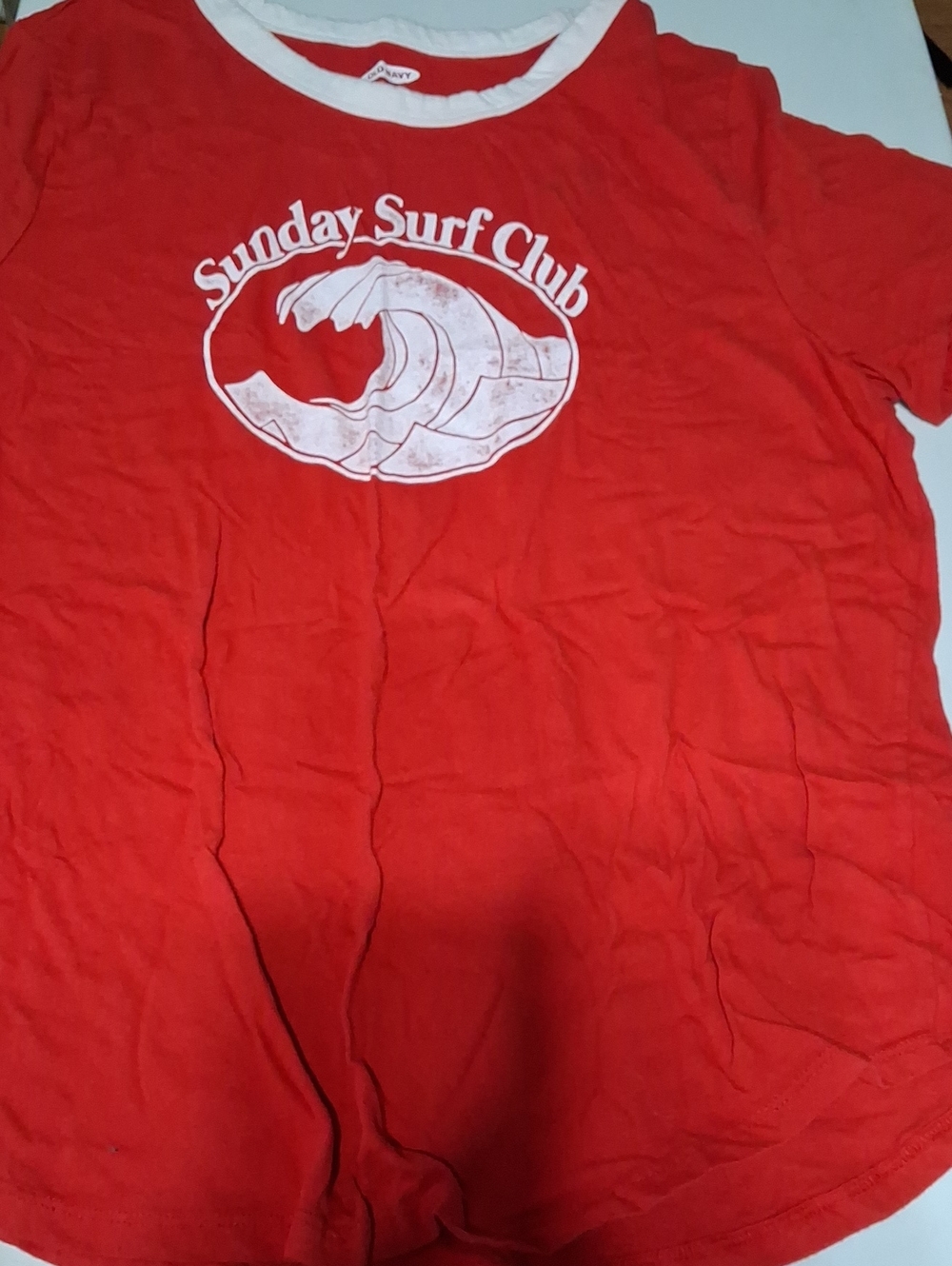 Old Navy Red and White Crew Neck Tee